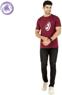 Clever Fox Graphic Print Men Round Neck Maroon T-Shirt