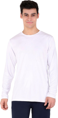 never lose Sporty, Solid Men Round Neck White T-Shirt