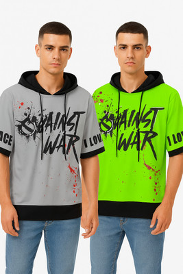 cnw Printed Men Hooded Neck Multicolor T-Shirt