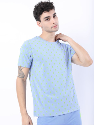 KETCH Printed Men Round Neck Blue T-Shirt
