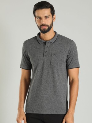 INDIAN TERRAIN Solid Men Polo Neck Grey T-Shirt