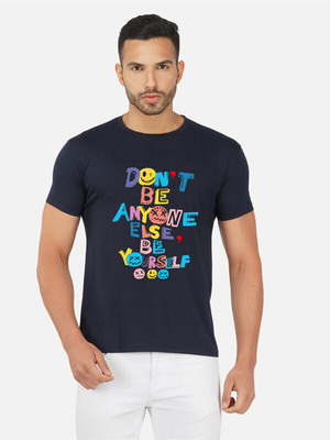 Moda Rapido Printed Men Round Neck Navy Blue T-Shirt