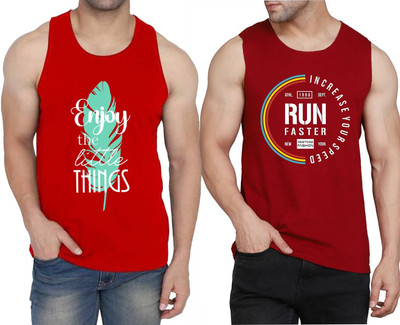 WOOSTRO Typography Men Scoop Neck Red, Maroon T-Shirt