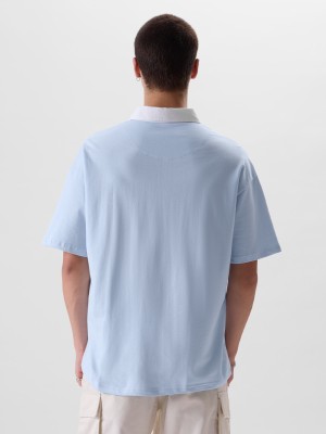 The Souled Store Solid Men Polo Neck Blue T-Shirt