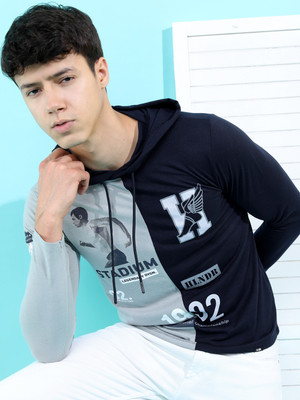 HIGHLANDER Printed Men Round Neck Grey T-Shirt