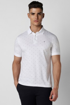 VAN HEUSEN Printed Men Polo Neck White T-Shirt