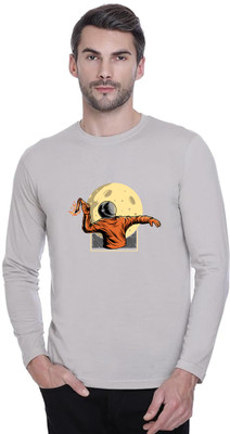 ManGOD Printed, Self Design Men Round Neck Grey T-Shirt