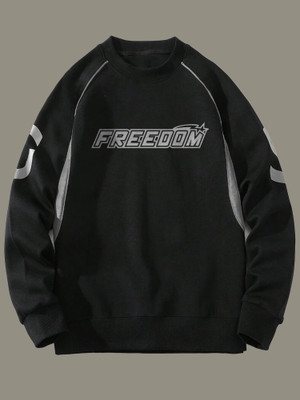 Jump Cuts Printed Men Round Neck Black T-Shirt