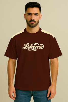 Culish Trend Printed Men Round Neck Maroon T-Shirt