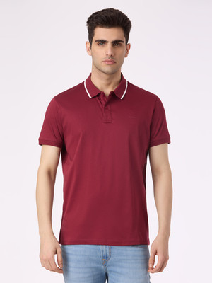 Pepe Jeans Solid Men Polo Neck Maroon T-Shirt