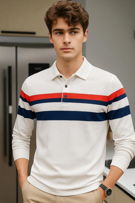 Bolderift Solid Men Polo Neck White T-Shirt
