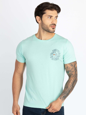 Status Quo Printed, Typography Men Round Neck Light Blue T-Shirt