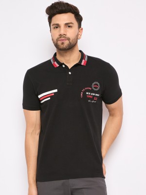 DUKE Solid Men Polo Neck Black T-Shirt