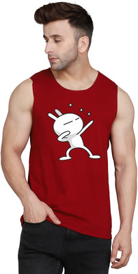 SLOWLORIS Printed Men Round Neck Maroon T-Shirt