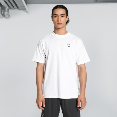 PUMA Solid Men Crew Neck White T-Shirt