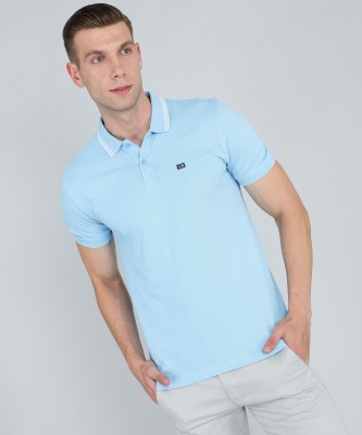 Arrow Sport Solid Men Polo Neck Blue T-Shirt