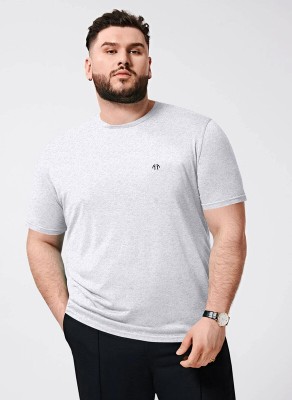 Triptee Self Design Men Round Neck White T-Shirt