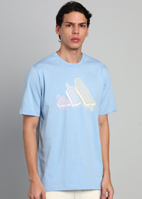 ADIDAS Graphic Print Men Round Neck Blue T-Shirt