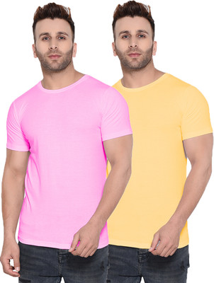 Kroptee Solid Men Round Neck Multicolor T-Shirt