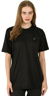SHAUN Solid Women Round Neck Black T-Shirt