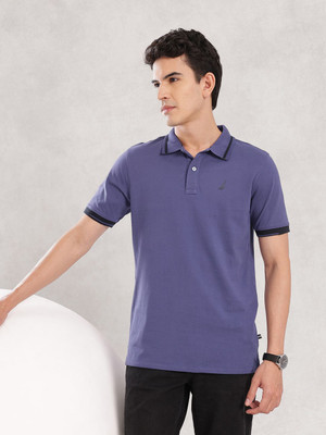 NAUTICA Solid Men Polo Neck Blue T-Shirt