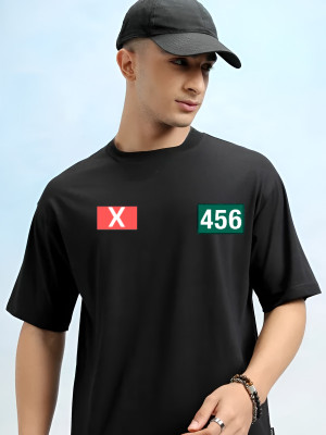 SQUID GAME X ROYAL STANCE Graphic Print Men Round Neck Black T-Shirt