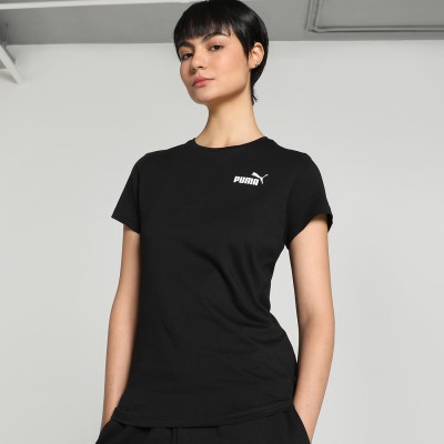 PUMA Self Design Women Round Neck Black T-Shirt
