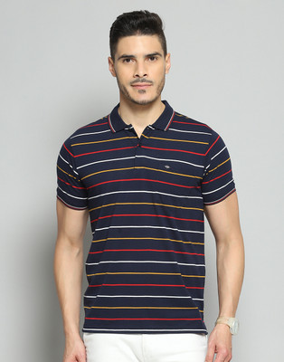 Cloak & Decker Striped Men Polo Neck Multicolor T-Shirt