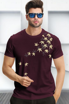 TRIPR Printed Men Round Neck Maroon T-Shirt