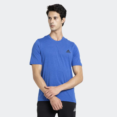 ADIDAS Printed Men Crew Neck Blue T-Shirt