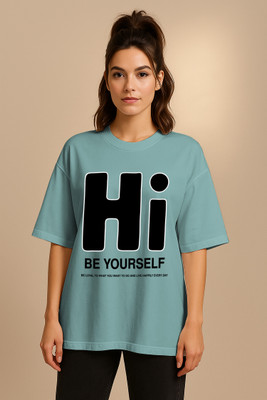 HOC Graphic Print Women Round Neck Blue T-Shirt