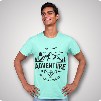 Trendyian Printed Men Round Neck Green T-Shirt