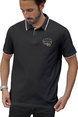 Fighterhero Printed Men Polo Neck Grey T-Shirt