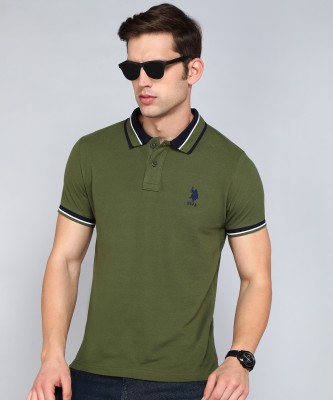 U.S. POLO ASSN. Solid Men Polo Neck Light Green T-Shirt