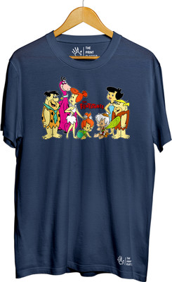 THE PRINT PLATTER Graphic Print Men Round Neck Navy Blue T-Shirt