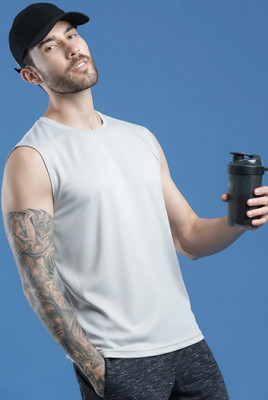 Adorbs Solid Men Round Neck Grey T-Shirt