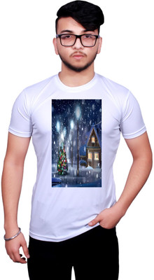 NITYANAND CREATIONS Printed Men Round Neck White T-Shirt
