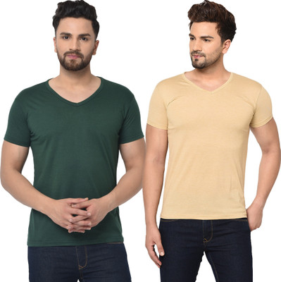 Tresna Fab Solid Men V Neck Multicolor T-Shirt