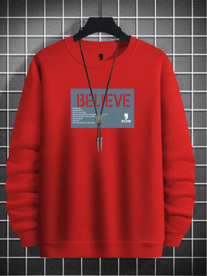 EMERALD Typography Men Round Neck Red T-Shirt