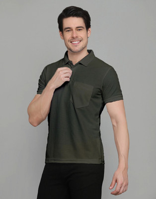 INKKR Solid Men Polo Neck Multicolor T-Shirt