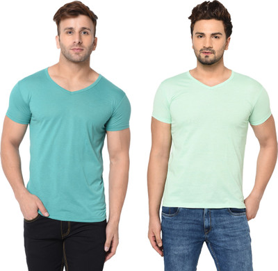 Adorbs Trend Solid Men V Neck White T-Shirt