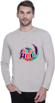 ManGOD Printed Men Round Neck Grey T-Shirt