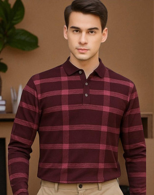 Autna Printed Men Polo Neck Maroon T-Shirt