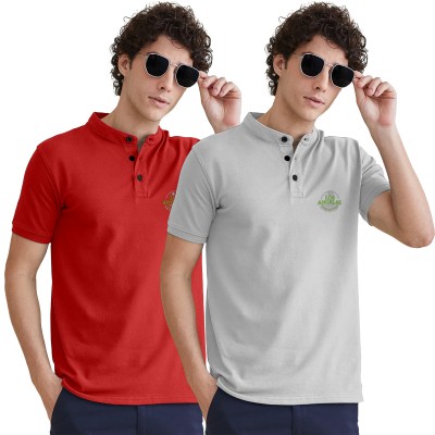 FTX Solid Men Mandarin Collar Multicolor T-Shirt