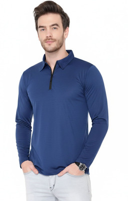 Jangoboy Solid Men Polo Neck Dark Green T-Shirt
