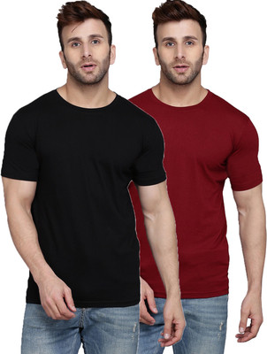 SLOWLORIS Solid Men Round Neck Multicolor T-Shirt