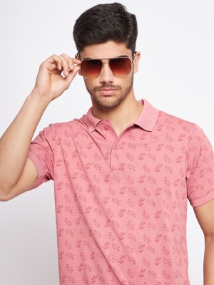 MXN Printed Men Polo Neck Pink T-Shirt