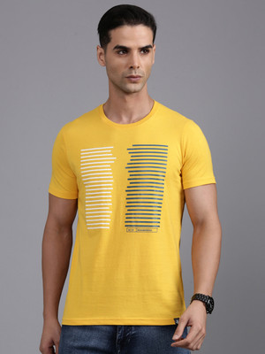 WROGN Solid Men Crew Neck Yellow T-Shirt
