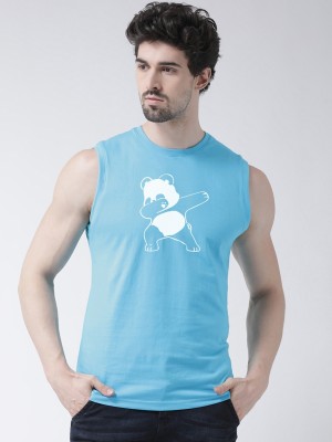 FRISKERS Printed Men Round Neck Light Blue T-Shirt