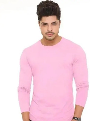 lalita creation Solid Men Round Neck Pink T-Shirt